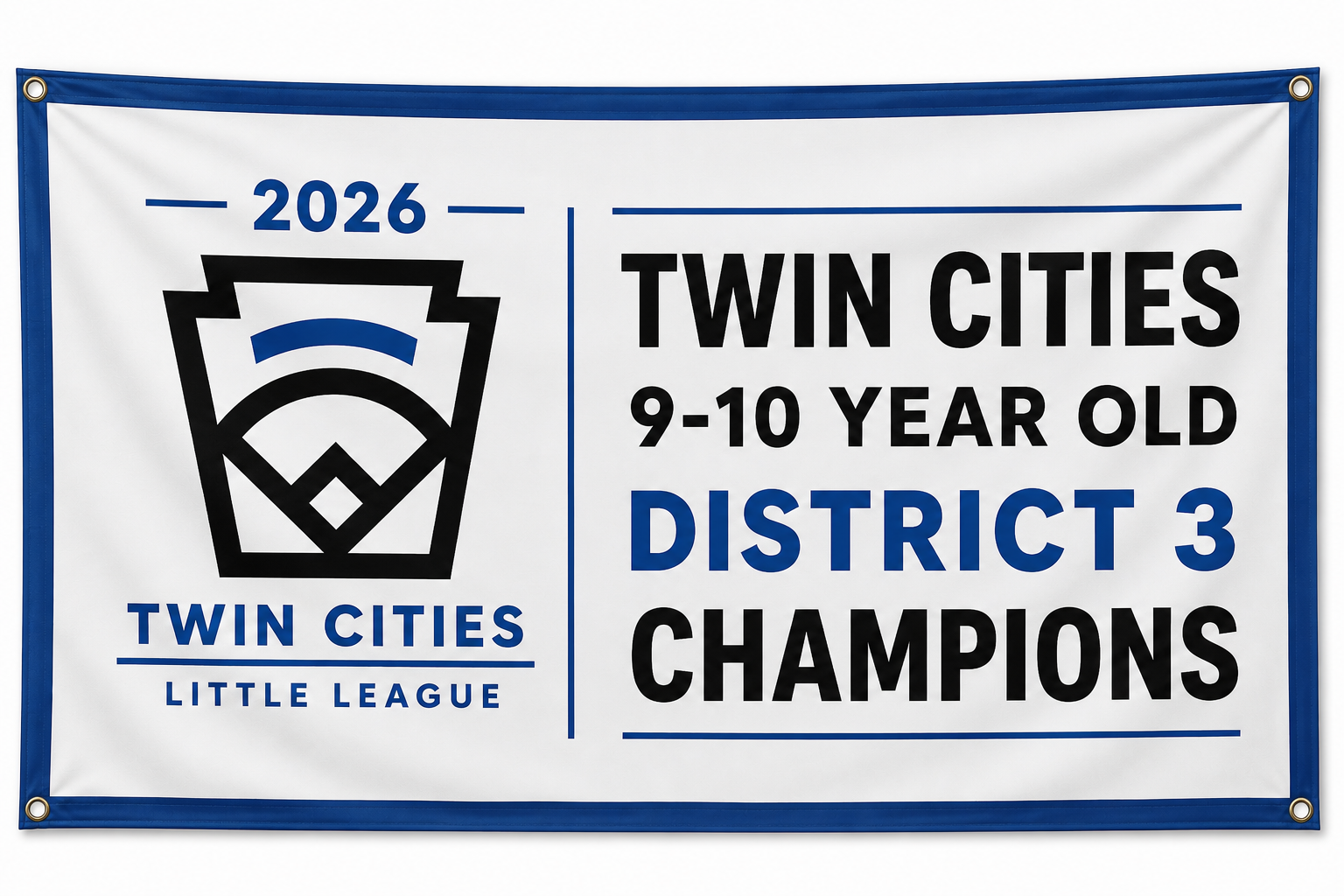 2026 Twin Cities 9-10 year old District 3 champions banner